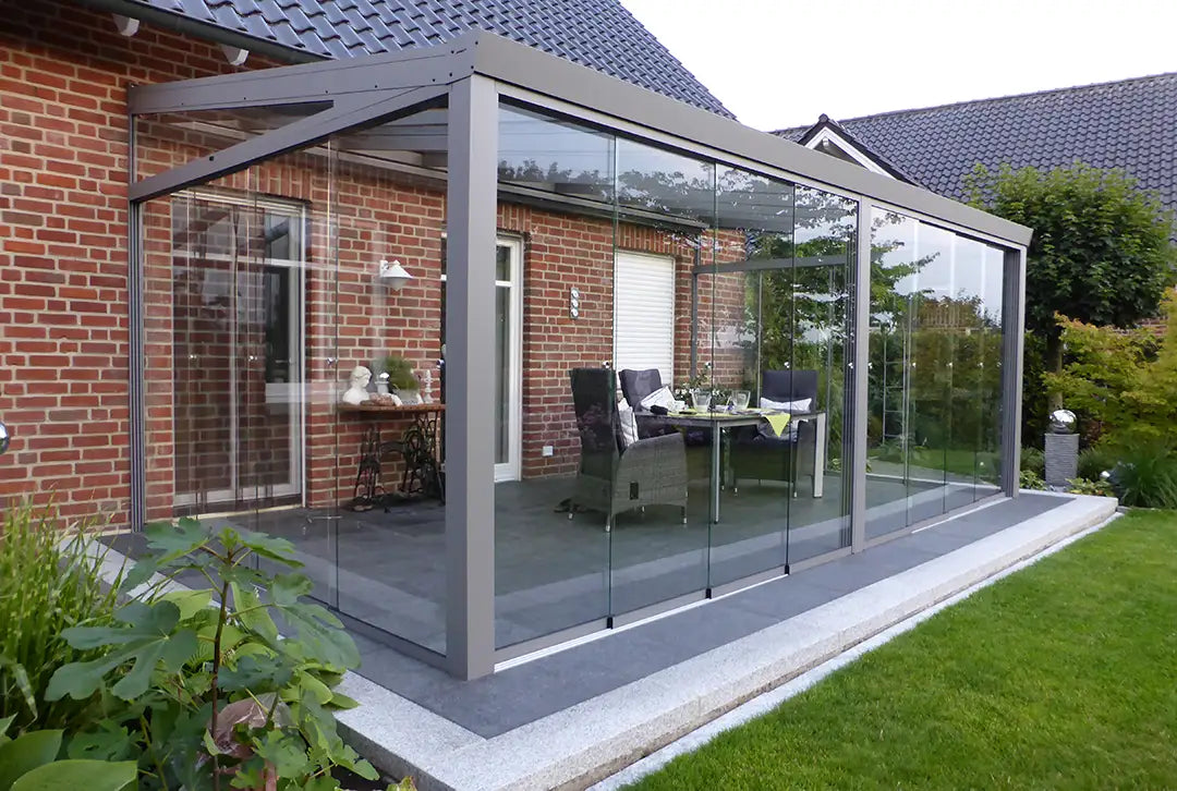 Terrassenüberdachung Aluminium 600x250cm VSG grau