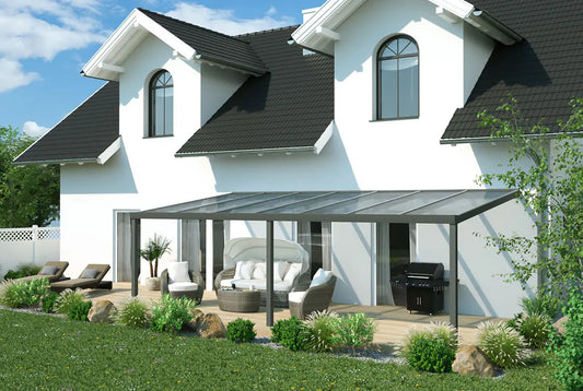 Terrassenüberdachung Aluminium 700cm Doppelsteg weiß – steda
