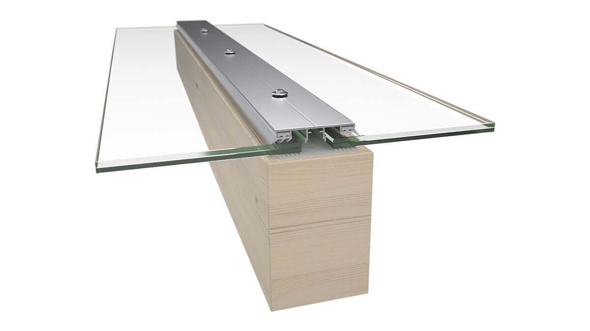 Aluminium Mittelprofil Komplettset für VSG 8-12 mm eloxiert