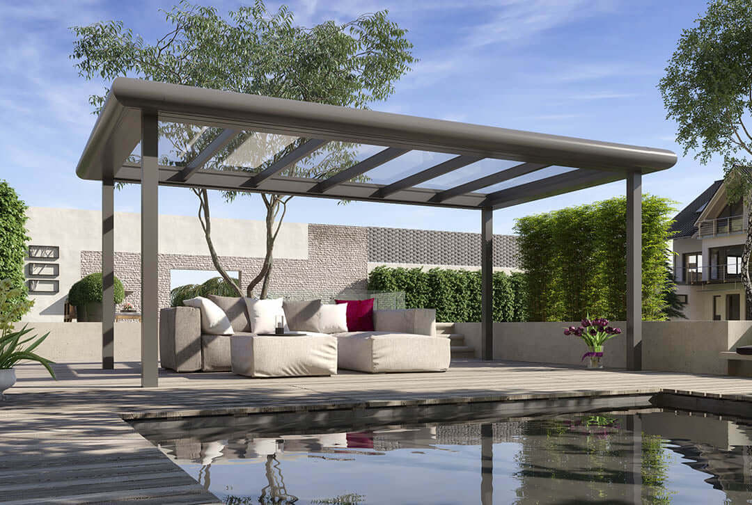Terrassenüberdachung Flachdach 3x2,5m Freistehend – steda